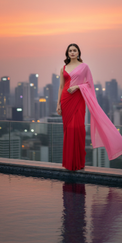 Georgette Colourblocked Saree for Women (125475)