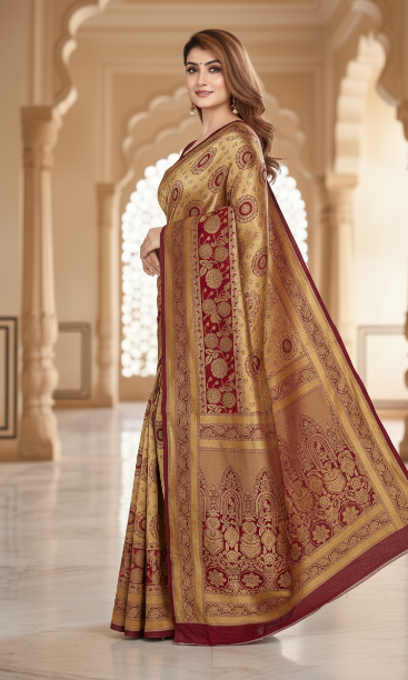 Jacquard Saree With Blouse For Women (125477)