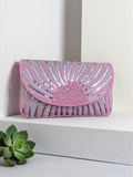 Blush Pink Sequin Party Clutch (125431)
