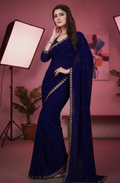 Lycra Blend Solid Saree for Women (125485)