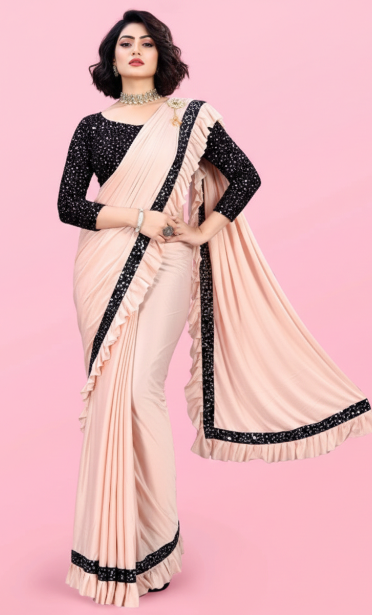 Lycra Blend Solid Saree for Women (1254101)