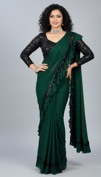 Lycra Blend Solid Saree for Women (1254101)