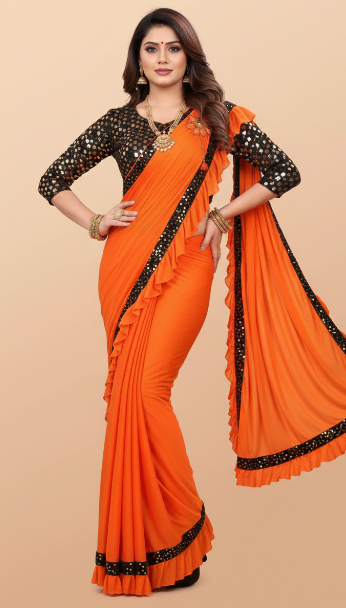 Lycra Blend Solid Saree for Women (1254101)