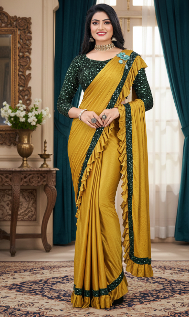 Lycra Blend Solid Saree for Women (1254101)