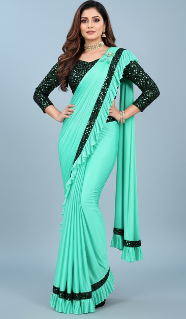 Lycra Blend Solid Saree for Women (1254101)