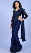 Lycra Blend Solid Saree for Women (1254101)