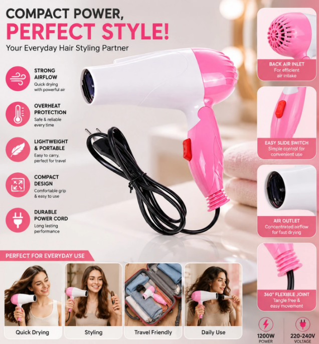 UrbanMartHub Hair Dryer for women Hair Dryer (1000 W, White) (1245001)