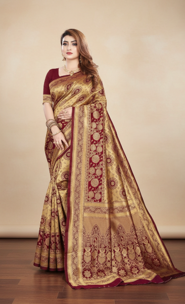 Banarasi Silk Saree With Blouse For Women (125489)