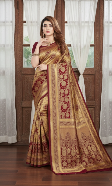 Banarasi Silk Saree With Blouse For Women (125489)