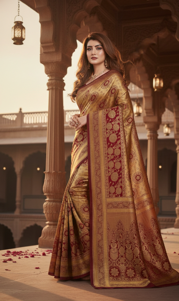 Banarasi Silk Saree With Blouse For Women (125489)