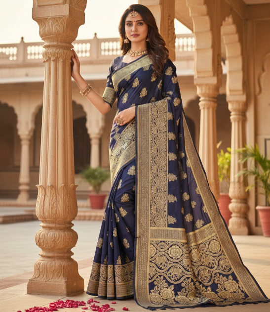 Jacquard Foil Printed Saree for Women (125490)