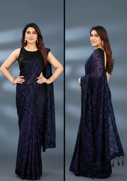 Lycra Blend Solid Saree for Women (125494)