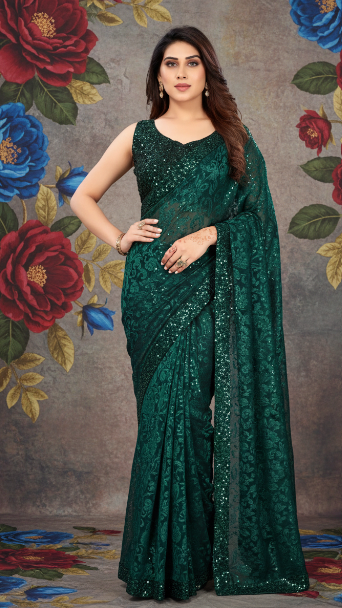 Lycra Blend Solid Saree for Women (125494)