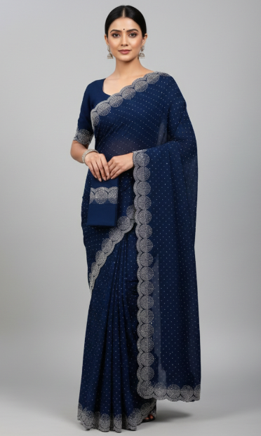 Georgette Embellished Saree for Women (1254100)