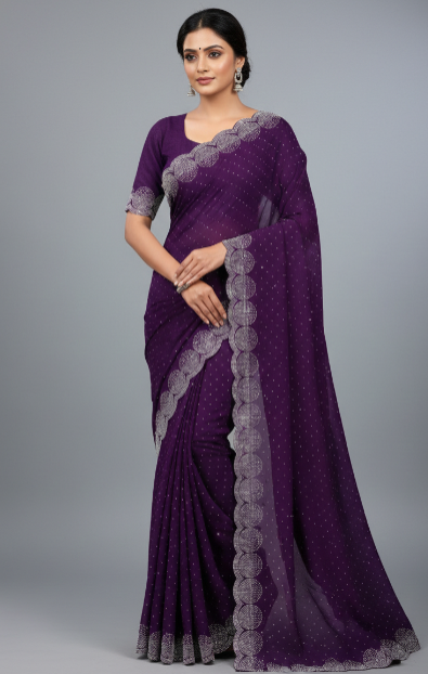 Georgette Embellished Saree for Women (1254100)