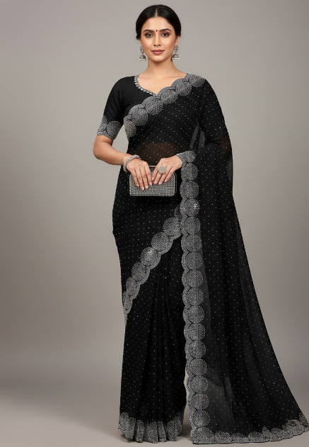 Georgette Embellished Saree for Women (1254100)