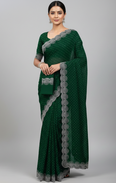 Georgette Embellished Saree for Women (1254100)