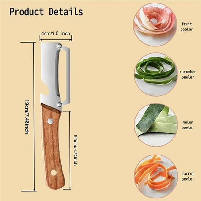 Zero Snag Wooden Peeler for Kitchen Tool,Premium 2-in-1 Multifunctional Fruit & Vegetable Peeler -  Pack of 1 (1254370)
