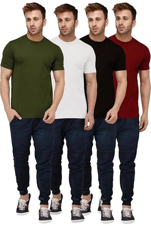 Pack of 4 Printed Round Neck T-Shirts (1254326)