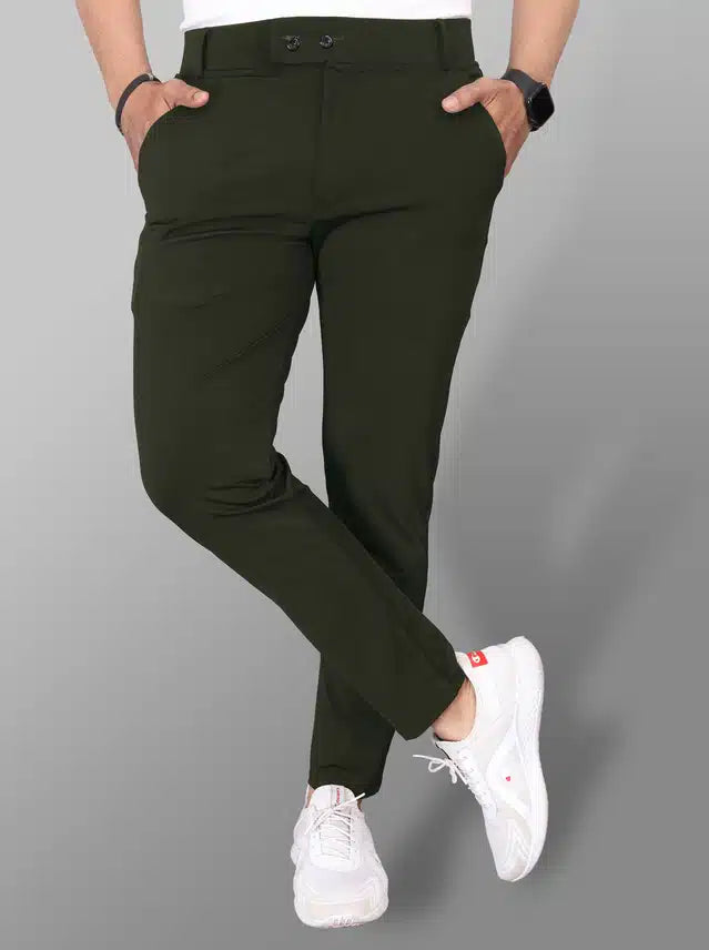 Lycra Blend Trouser for Men (Bottle Green) (1254304)
