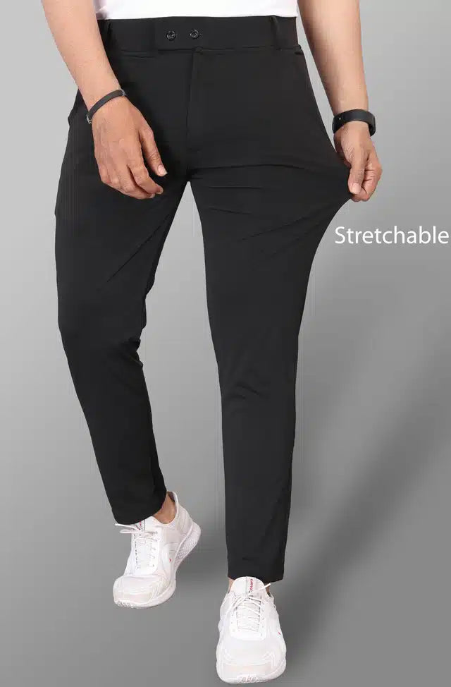 Lycra Blend Trouser for Men (Black) (1254305)