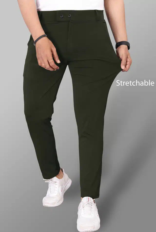 Lycra Blend Trouser for Men (Bottle Green) (1254304)