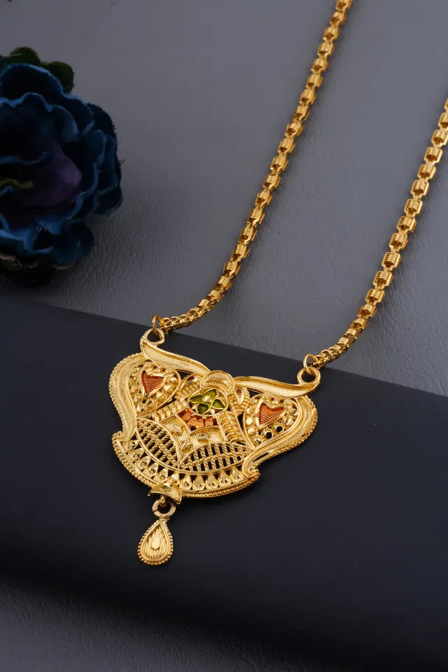 Traditional Gold plated Ki Mala Design With Chen Ladi Long Mangalsutra (1254140)