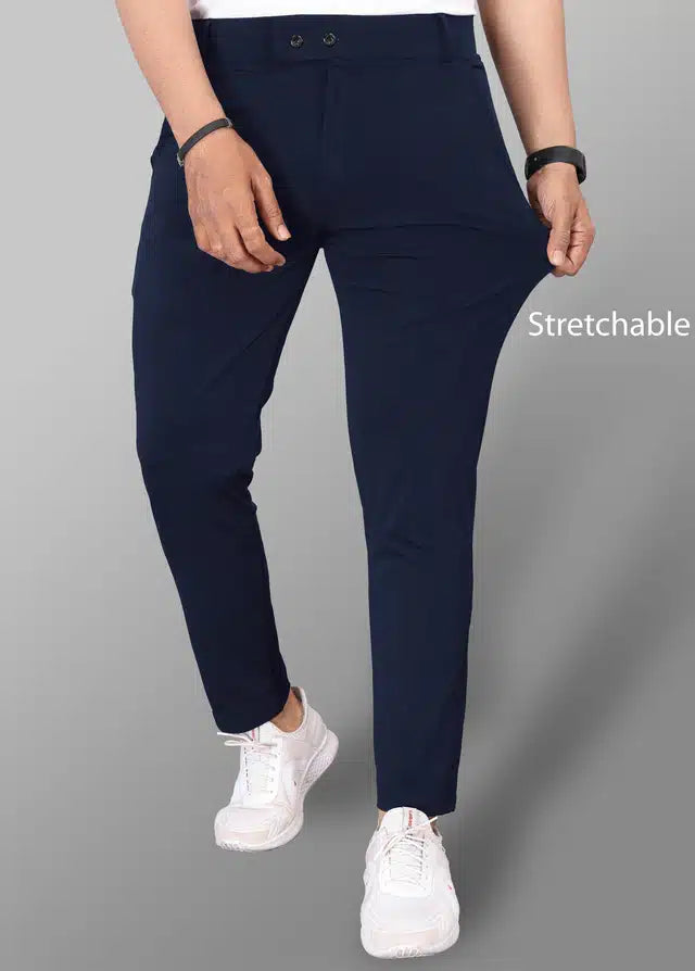 Lycra Blend Trouser for Men (Navy Blue) (1254302)