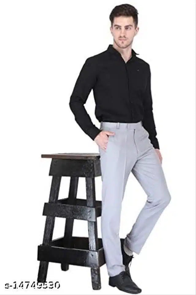 Cotton Blend Trouser for Men (Grey) (1254303)