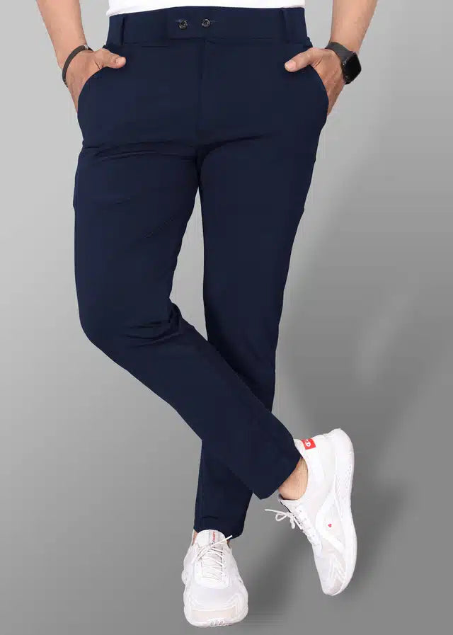 Lycra Blend Trouser for Men (Navy Blue) (1254302)