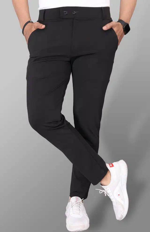Lycra Blend Trouser for Men (Black) (1254305)
